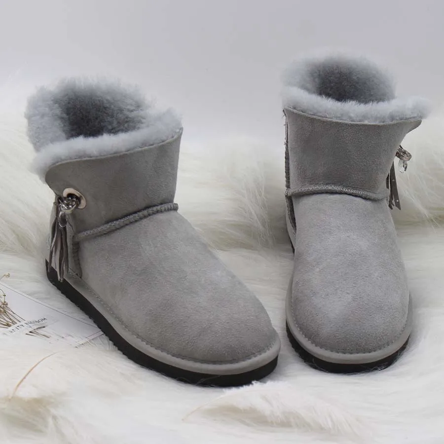 Goedkoop Hot Koop Australi euml; Classic Vrouwen Laarzen 100% Echt Schapenleer Snowboots Vrouwen Schoenen Warme Natuurlijke Bont Winter Laarzen