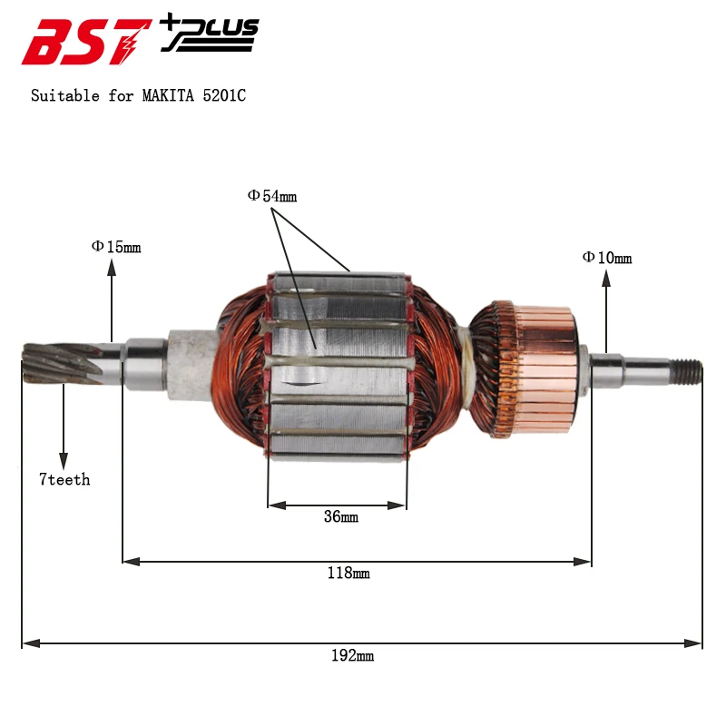 якорь аналог Makita 5201 УШМ 1/30шт Armature FOR MAKITA 5201C Electric Breaker | Инструменты