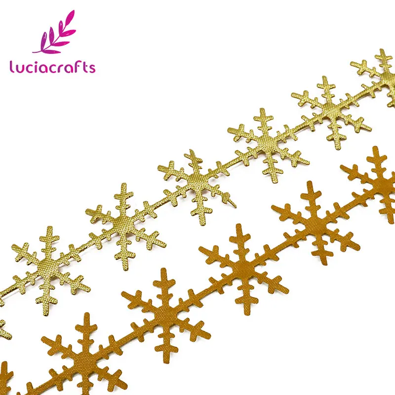 Lucia crafts 2,5 мм многоцветные варианты снежинки шаблон кружевные ленты с отделкой DIY шитье украшения ремесла 4 ярдов P0705 - Цвет: gold