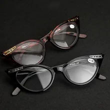 Элегантные женские очки для чтения «кошачий глаз», полимерные линзы, украшение со стразами-кристаллами, дальнозоркие очки для пожилых