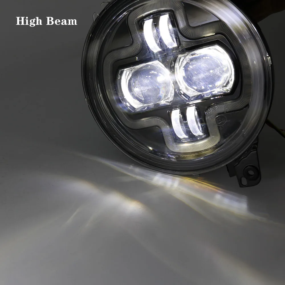 Car Lights 9inch Round LED Headlight White DRL Halo Ring Plug in Play for 2018 2019 Jeep Wrangler JL Car Headlight Assembly (21)