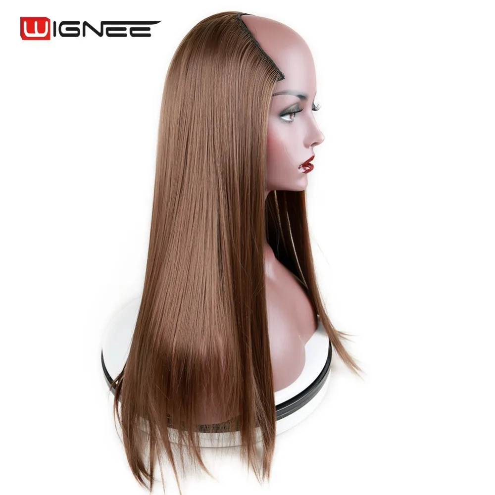 Wignee U Part 7 Clip In Straight Hair Extension Half Wig For Women