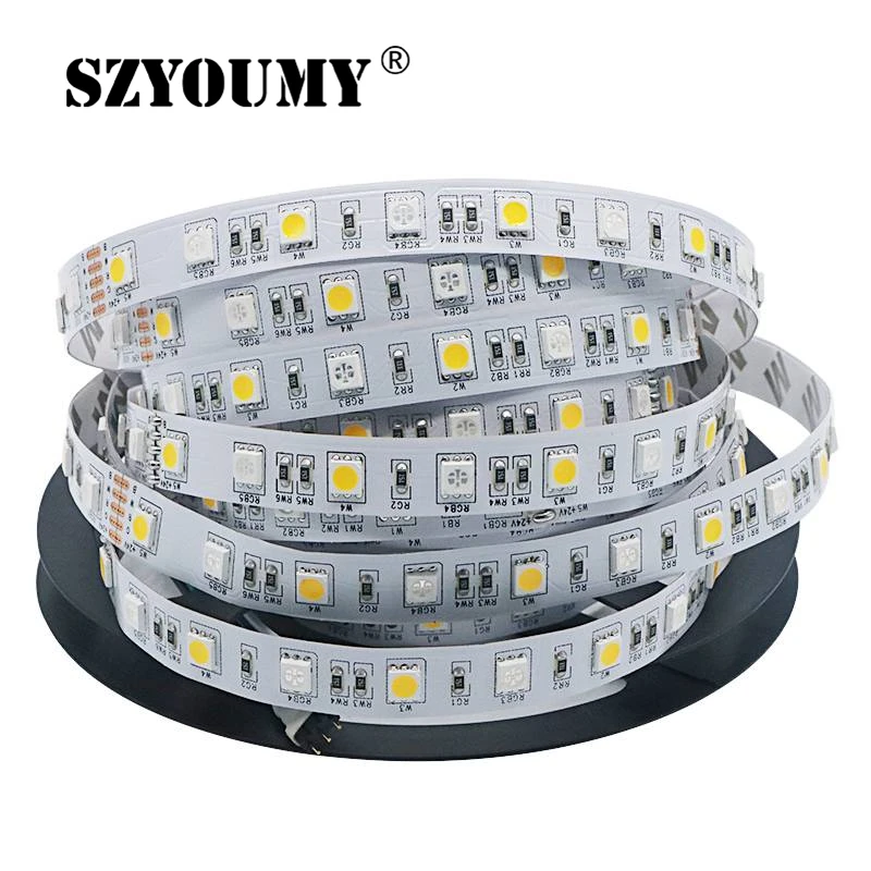 SZYOUMY DC 12 В 24 в 5050 Светодиодная лента 60 светодиодов/м 5 м/рулон 300 светодиодов IP20