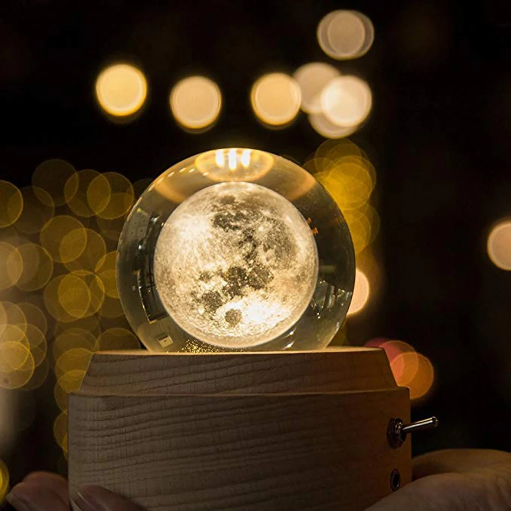 3D Moon Glass Crystal Ball Photography Props Kids Astronomy Science Toy