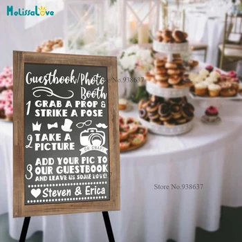 

Guest Book Photo Booth Customized Name Cute Design Wedding Reception Sign Welcome Board Sticker Decal B880
