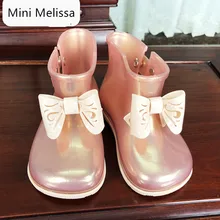 Mini Melissa/оригинальные непромокаемые резиновые сапоги для девочек с бантом; г.; Водонепроницаемая Обувь для девочек; детские сапоги; водонепроницаемые резиновые сапоги для малышей; 13,8-17,8 см