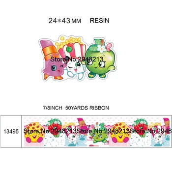 

printed cartoon grosgrain ribbon and resin sets 7/8inch 50yard ribbon and 50pcs resin 1 sets REB231