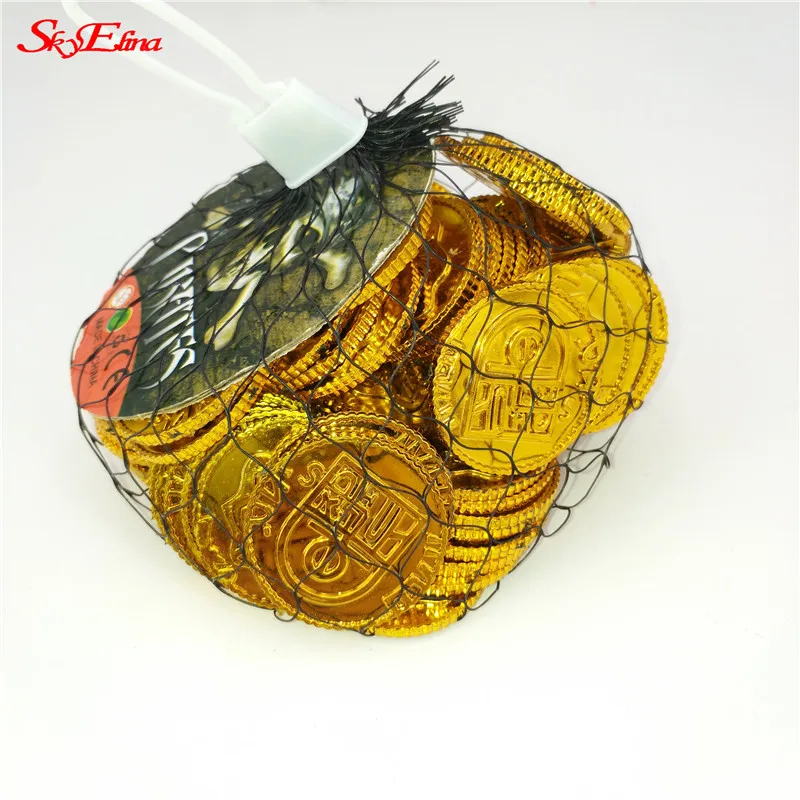50/100pcs Plastic Gold Treasure Coins Pirate Gold Coins Props Toys Halloween Decoration Kids Birthday Party Props Accessories 7Z party toys