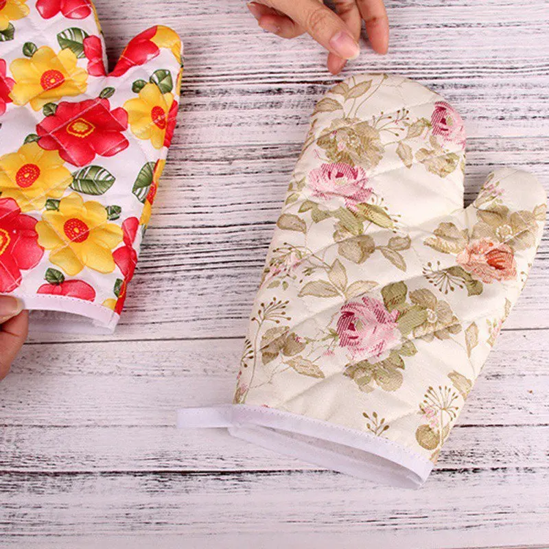 

NORBI Kitchen Oven Cotton Mitt Doubles Thickening Non-slip Glove High Temperature Glove Thickened Microwave Insulation Gloves