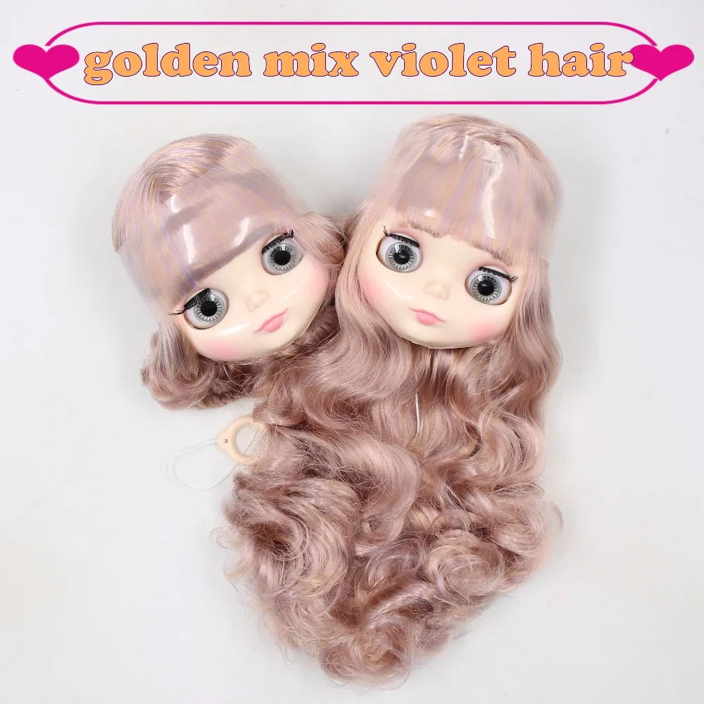 

Factory blyth head only, without body, short/long golden mix violet hair BL2240/1049 with/without eyechips