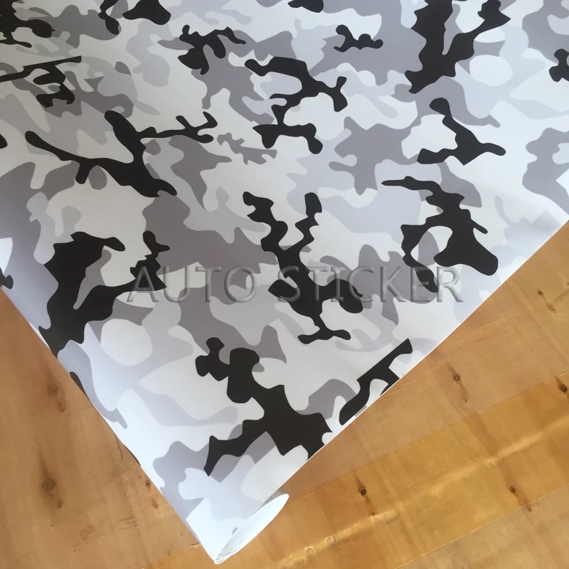 black white snow camo vinyl car wrap 6