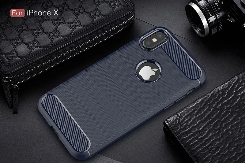 Carbon fiber brushed silicone case iphone x (11)
