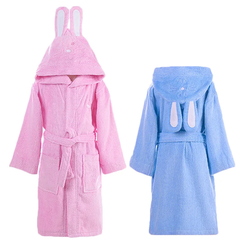 Children Hooded Bathrobe Kids Boys Girls Cotton Lovely Bath Robes