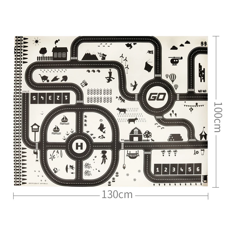 130*100 см портативный автомобильный коврик для городской сцены, дорожное движение, карта, игровой коврик, развивающие игрушки для детей, игры, дорожный ковер, автомобильные аксессуары