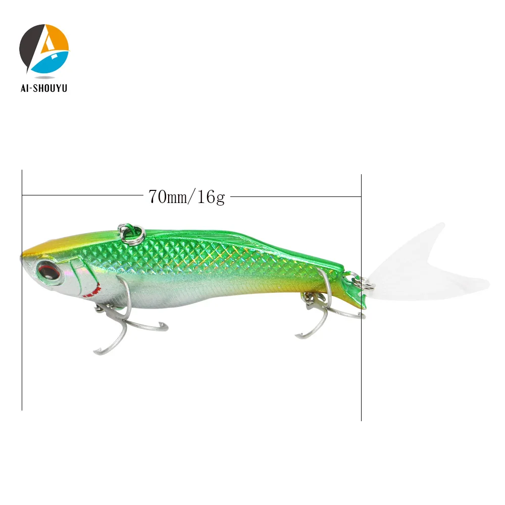 AI-SHOUYU, 1 шт., новинка, VIB, приманка, 70 мм/16 г, жесткая рыболовная приманка, вибрационная приманка с пластиковым хвостом, зимняя, ледяная, соленая, рыболовная снасть