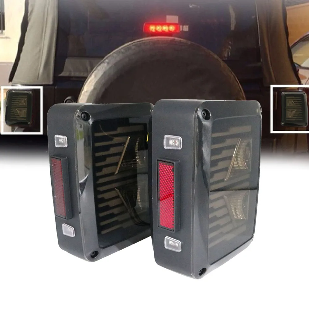 

DOT SAE 2007-2017 For Jeep Wrangler JK LED Tail Lights Rear Lamps With Reverse Brake Arrow Direction Taillight