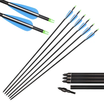 

Toparchery 31.5 inch mixed carbon arrows Hunting Recreation Target Practice for Compound Recurve Traditional Bow Longbow