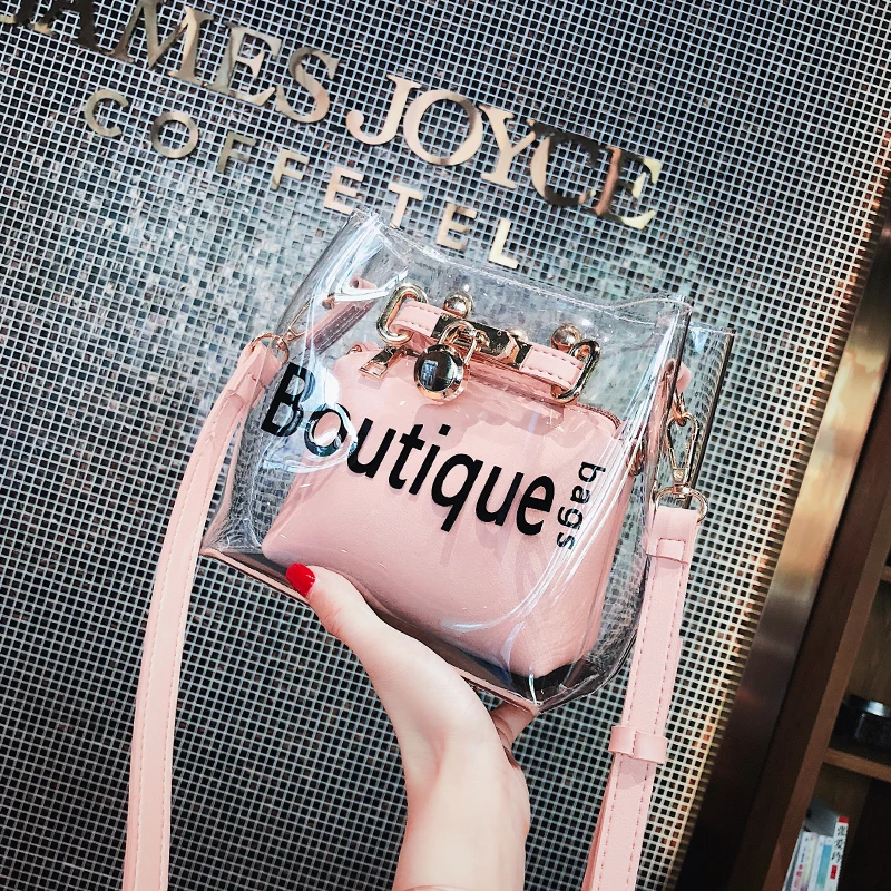 

Yuhua, 2019 new fashion woman handbags, transparent messenger bag, trend Korean version women bag, leisure shoulder bag.