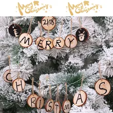 

20PCS Christmas round Wooden Hanging Ornaments Wood Slices Pendants for New year Decorations DIY Crafts Gift for Festival Party