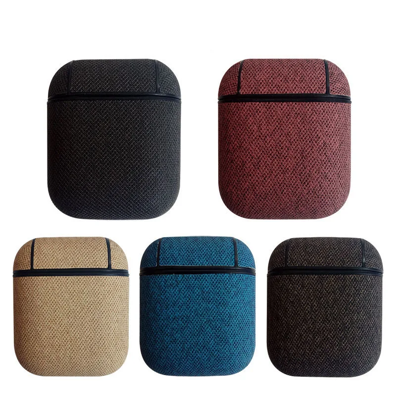 

Cloth Texture Headphone Case For Apple Airpods Hard PC PU Leather Bluetooth Wireless Earphone Protective Cover TWS Accessories