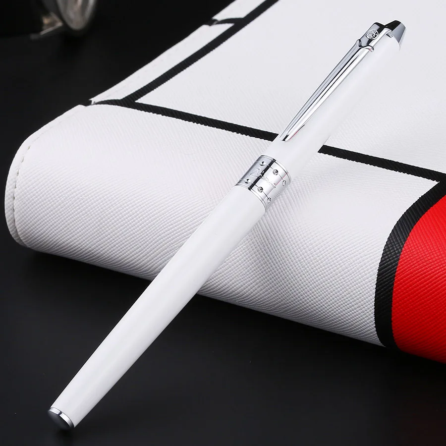 Новое поступление Пикассо 605 ручки-роллеры с 0,7 мм пером черная и серебристая шариковая ручка с зажимом горячая распродажа - Цвет: Белый