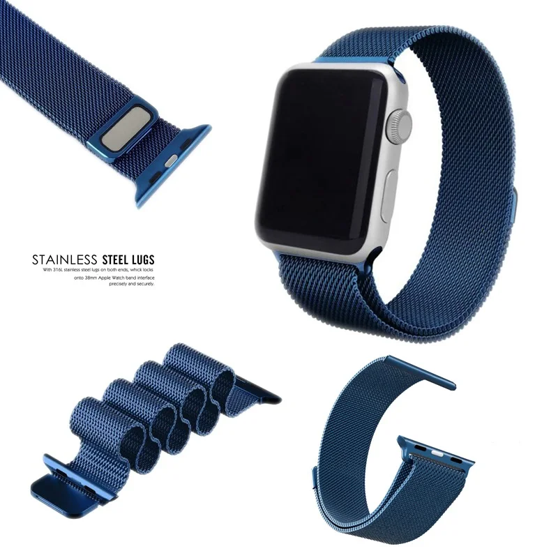 

Original Luxury Milanese Loop strap Link Bracelet Stainless Steel Band Adjustable Closure for Apple watch strap Series 1 Series2