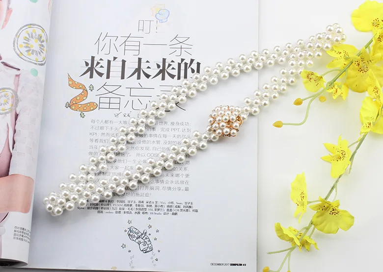 Дизайнер дамы эластичный белый искусственный жемчуг цепочка пояс женский бант Пряжка пояс для женщин платье Cinto - Цвет: Style6 Gold