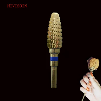 

HIVISOIN- 5pcs-Carbide Nail Drill Bit -Large Cone - (60130020)-Gold