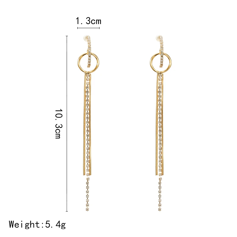 New Fashion Golden Silver Plated Dangle Hanging Black Rhinestone Long Drop Earrings For Women Jewelry brincos bijoux