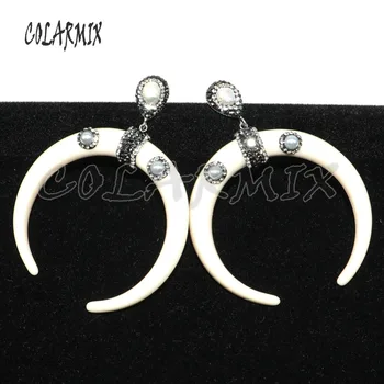 

Fashion big horn earrings white crescent earrings long earrings Gift for lady wholesale handmade jewelry earrings 4771