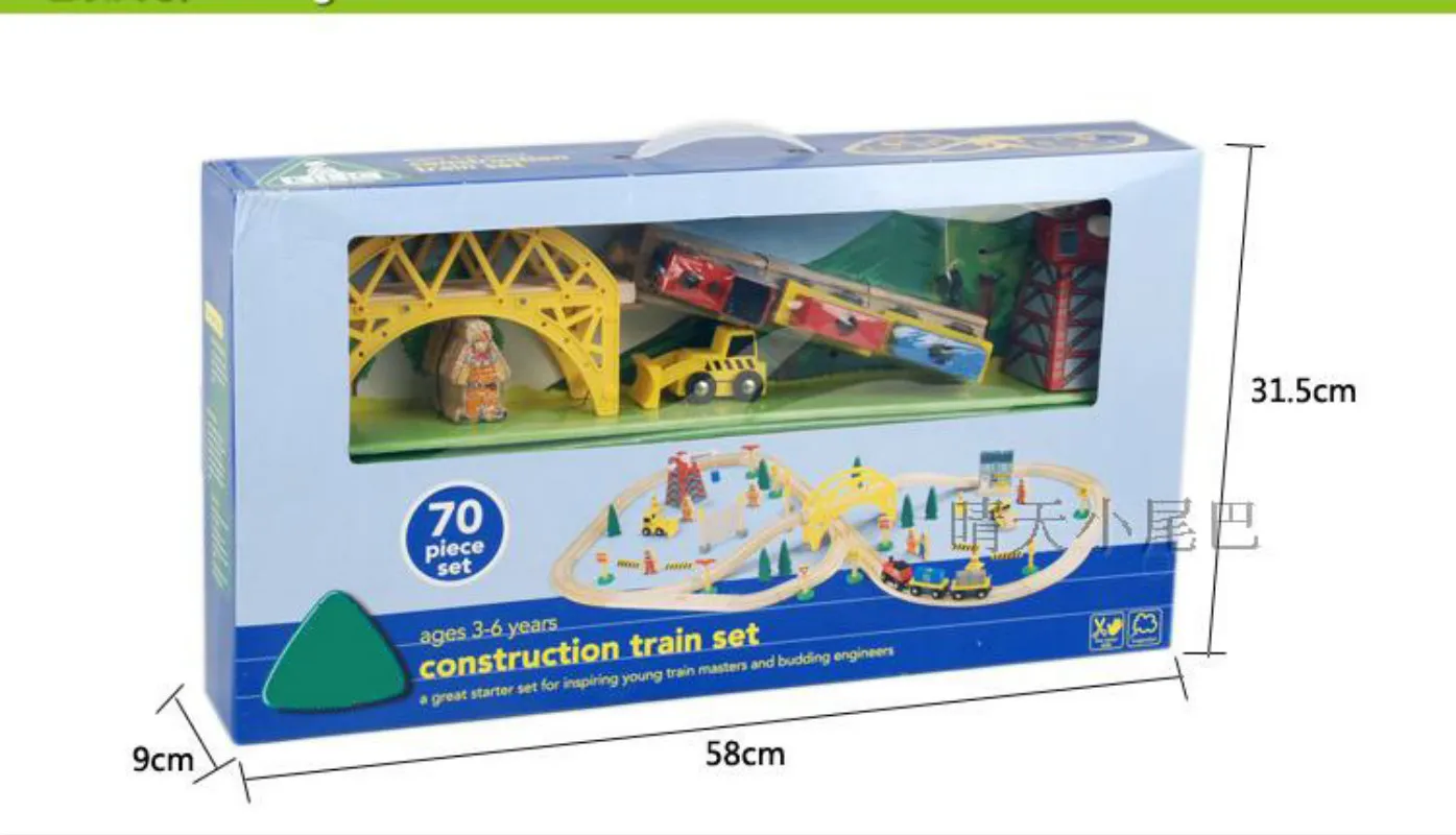 70 шт. деревянная развивающая игрушка для раннего возраста набор для строительства поезда железная дорога игрушка детский подарок