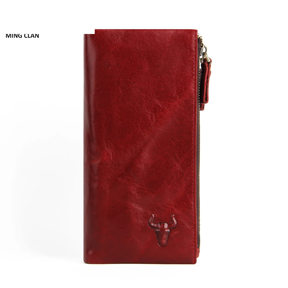 

Mingclan Women Wallet Clutch Genuine Leather Rfid Wallets Female Organizer Cell Phone Clutch Bag Long Zipper Coin Purse Pocket