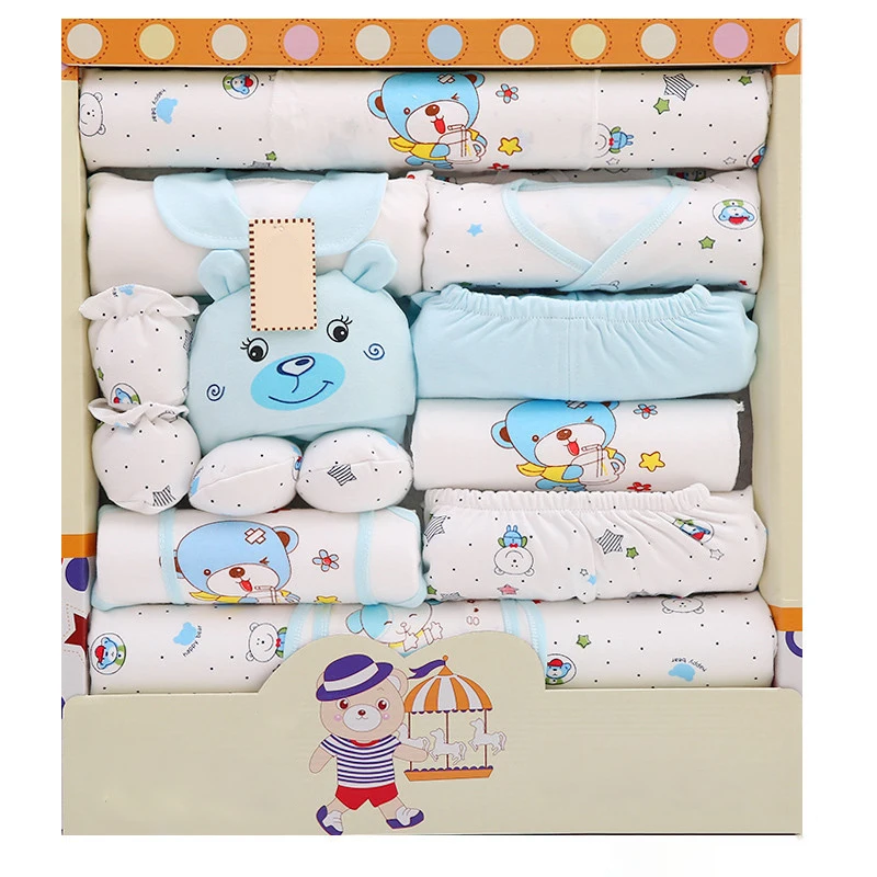 17PCS Newborn Clothes Set Kit Infant Baby Boys Girls Clothing Tops Pants Hat Socks Infants