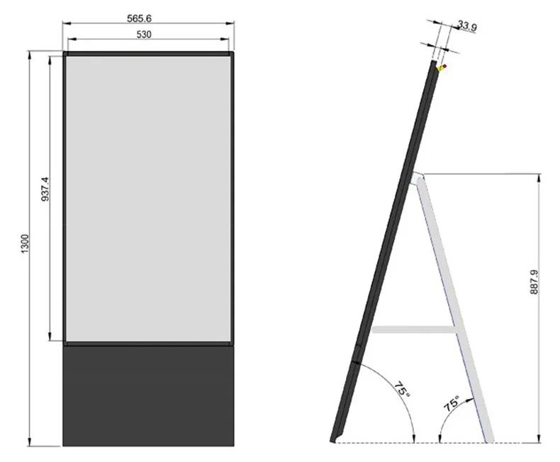  49 inch floor stand foldable lcd android network wifi advertising player digital signag signboard m