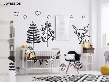 

JOYRESIDE Reindeer Set Tree Clouds Wall Decal Vinyl Sticker Nursery Decor For Kids Baby Boys Girls Room Home Decoration XY175
