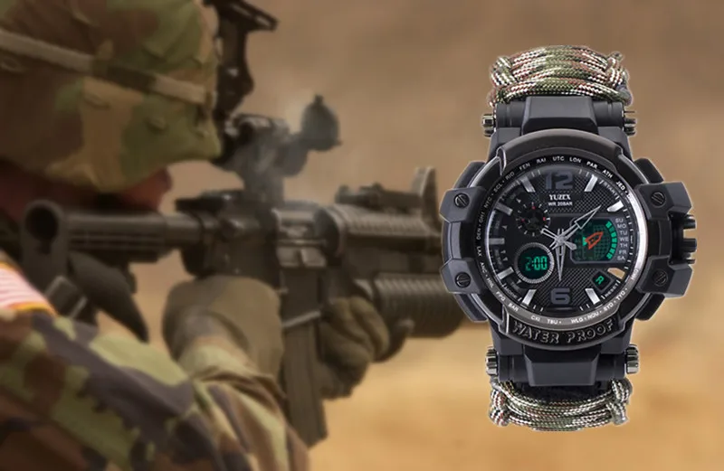 Relógio de Sobrevivência ao ar Multifuncional à Prova Livre Dwaterproof Água Militar Tático Paracord Pulseira Acampamento Caminhadas Engrenagem Emergência Edc 10 pulseira acampamento caminhadas engrenagem emergência edc