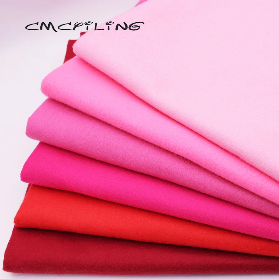 

CMCYILING 6 Pcs/Lot,45*55cm Patchwork Soft Felt Fabric For Needlework DIY Sewing Dolls Crafts 1.2 MM Thickness Polyester Cloth