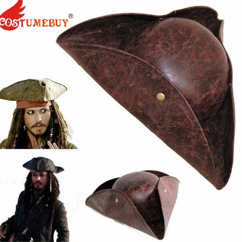 CostumeBuy Шляпа капитана пирата Джек Воробей деревенская шапка трикорна коричневая древняя шляпа пиратская шляпа в стиле Карибы L920