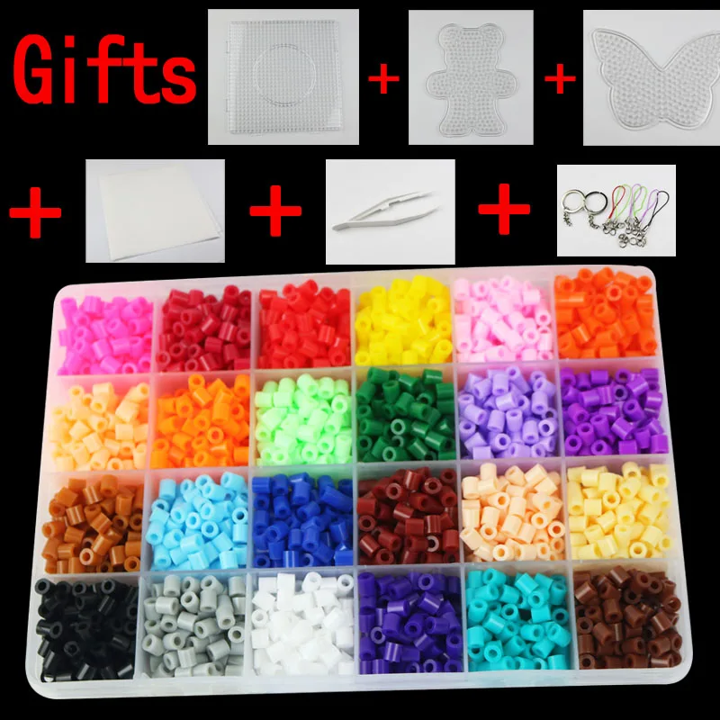 Perler beads Set 5mm Hama Beads small 24 Colors Box set Diy Educational Kid's Toy Craft Gift Set