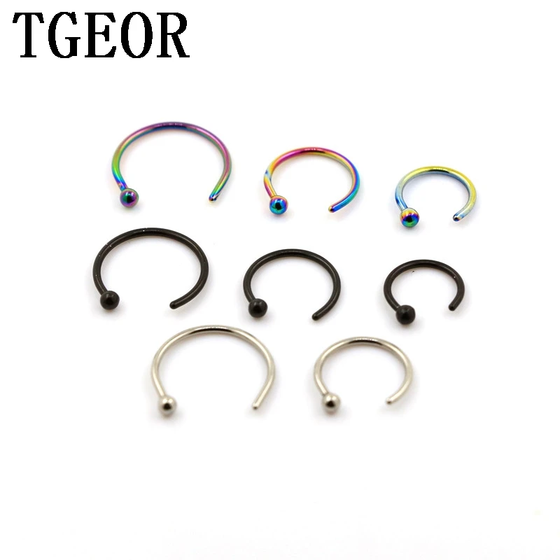 

Hot New Arrival wholesale charm Free shipping 20G 100pcs Stainless Steel circular with ball piercing nose ring