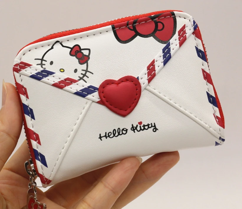 Красная и белая сумка для карт Hello Kitty в ретро стиле английском 4 вида|Держатели