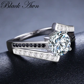 

[BLACK AWN] Classic 925 Sterling Silver Jewelry Rings for Women Femme Bijoux Bague Party Finger Ring CR334