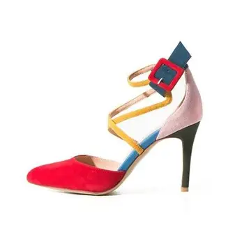 

The new spring and summer 2017 leather sandals female hollow shoes color matching of the four seasons fashion women's shoes rece