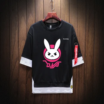 

Game OW D.VA Cosplay Popular Logo Print Purified Cotton Short-Sleeve T-Shirt Unisex Adult Cosplay Costumes Casual Sport T-Shirt