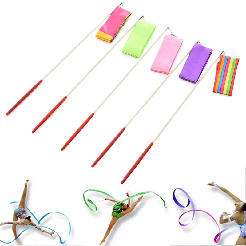 

5 Colors 3.6M Gym Dance Ribbon Rhythmic Art Gymnastic Streamer Twirling Rod Stick