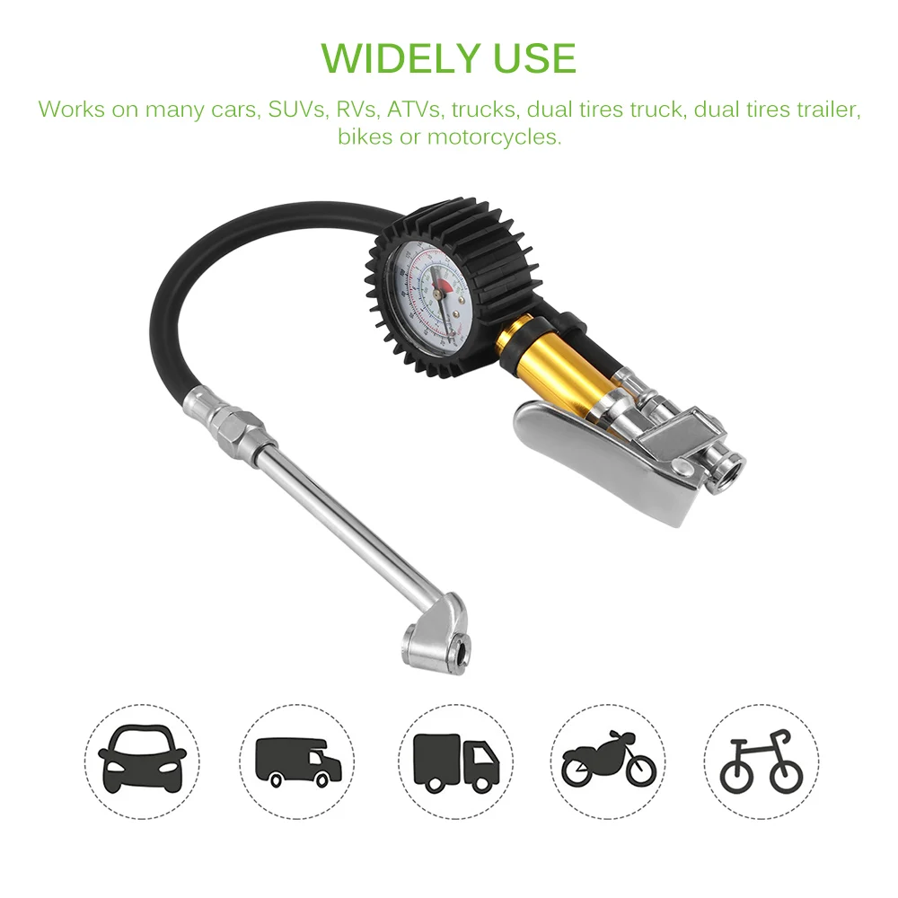 Tire Inflator Pressure Gauge 220 PSI Air Chuck Heavy Duty Inflator