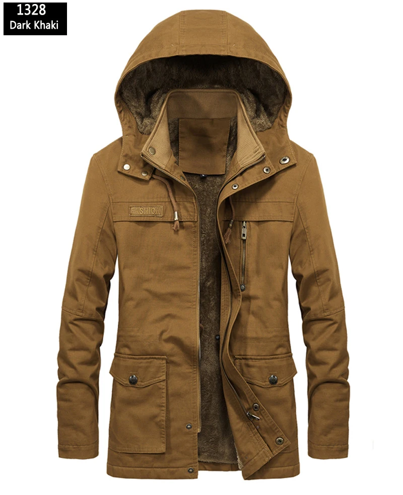 Зимняя куртка мужская Толстая с капюшоном Толстая Теплая Флисовая Куртка пальто Мужская многокарманная Повседневная теплая парка