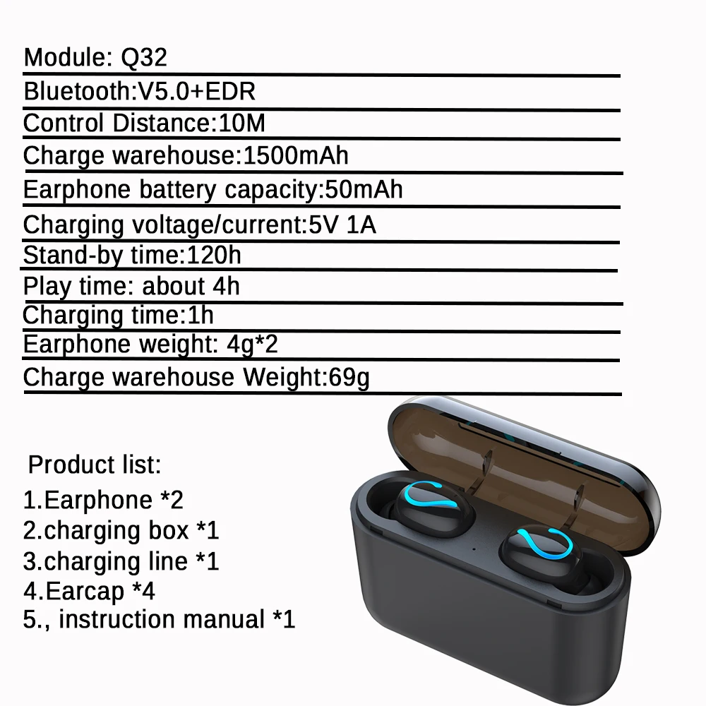 Q32 TWS 5,0 беспроводные наушники/bluetooth наушники с микрофоном беспроводные наушники с зарядным устройством беспроводная гарнитура