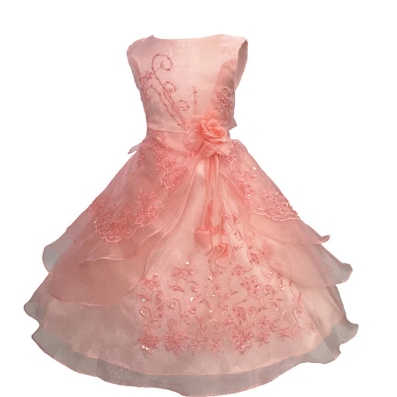 Детское платье с цветочным узором для девочек; длинное торжественное платье; vestido de festa; элегантное праздничное платье с вышивкой на свадьбу; бальное платье; платье принцессы для девочек; DS49