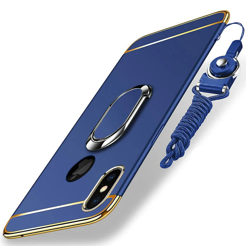 

For iPhone X Phone Case 3in1 Plating Hard PC Cover For iPhone XS MAX Case Cover For iPhone XR with Stand For iPhone XS